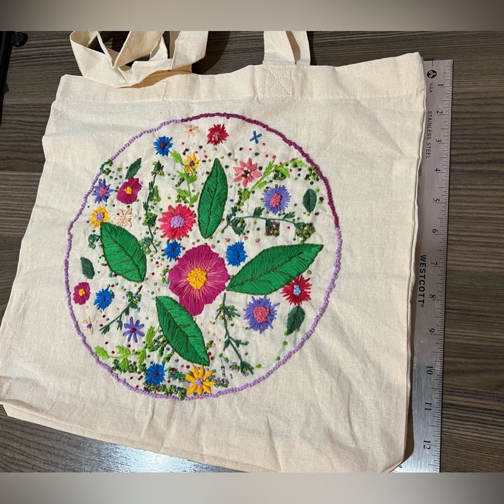NWOT hand crafted Embroidery tote